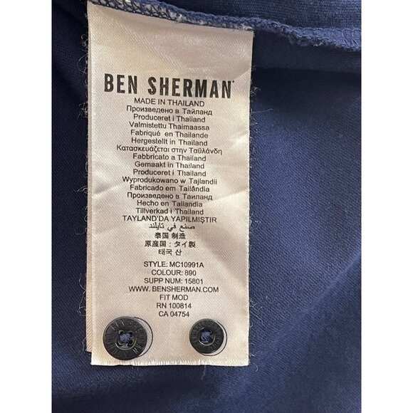 Ben Sherman Men's Short Sleeve Polo Shirt Plaid Collar Navy Blue - Picture 9 of 10